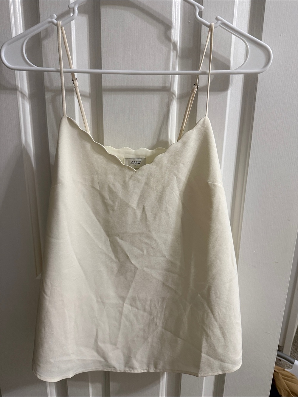 J. Crew Cream Scalloped Satin Cami